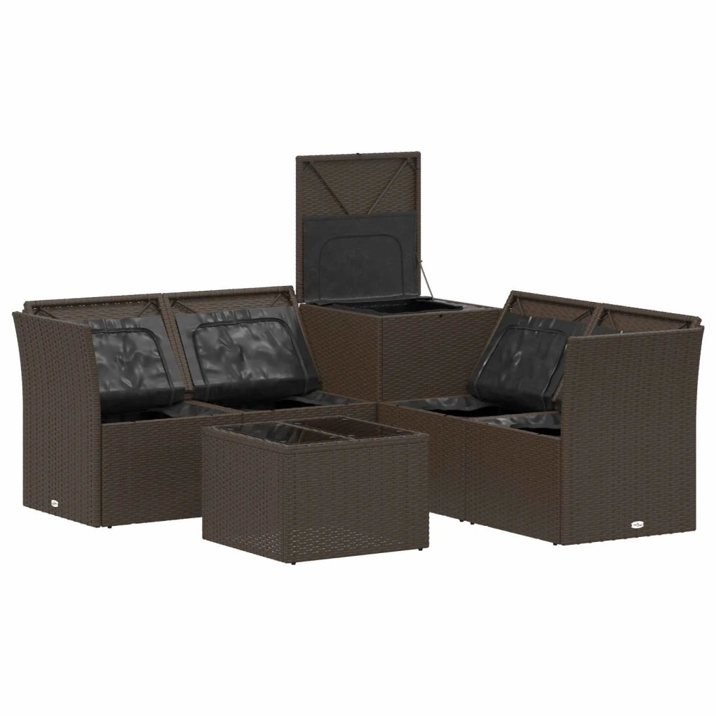 Set di divani 6 pz Marrone e Bianco Crema 3447348