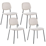 Set di 4 sedie da pranzo beige chiaro e nero con gambe in ferro e rivestimento in poliestere nero senza braccioli design moderno e minimalista