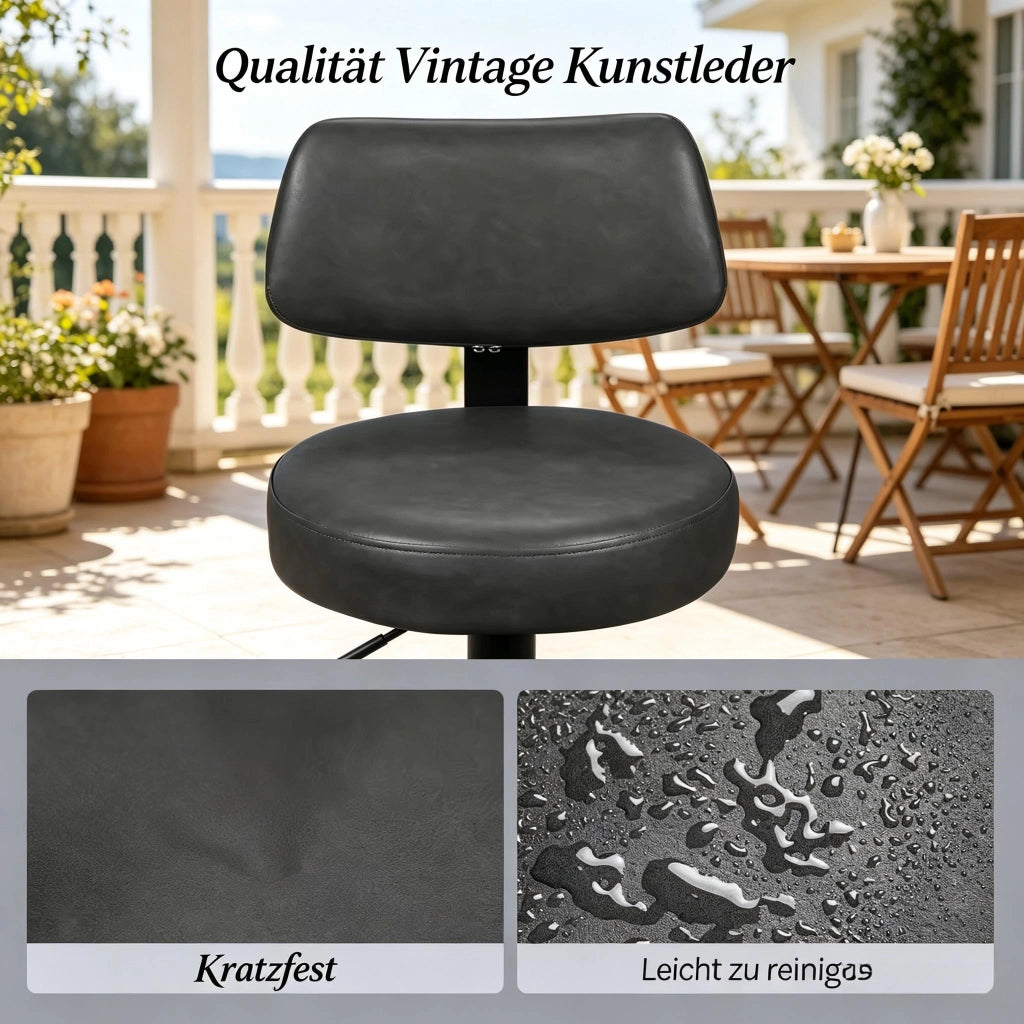 Sgabelli da bar girevoli con altezza regolabile schienale ergonomico e poggiapiedi in similpelle antracite