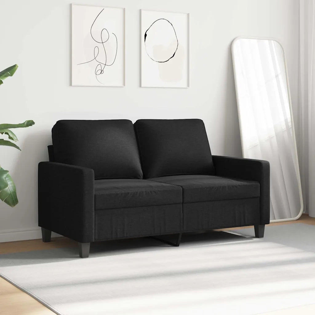 Divano a 2 Posti-Sofa 2 Posti Nero 120 cm in Tessuto 134513