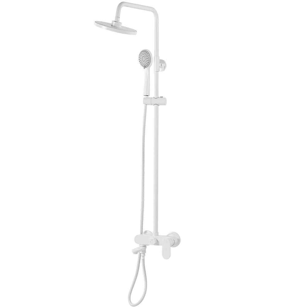 Moderno Set Colonna Doccia da Muro con Soffione a Pioggia in Ottone Bianco Opaco