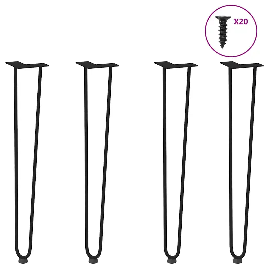 Gambe a forcina per tavoli consolle 4 pz Nero 72 cm Acciaio massiccio