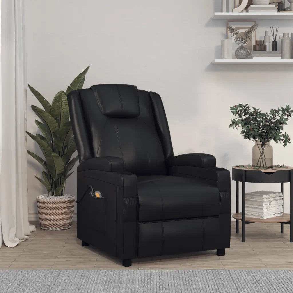 Poltrona Massaggiante | Sedia Relax Elettrica Nera in Similpelle