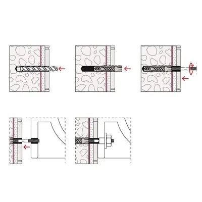 Kit fissaggio lavabo sospeso  M10x120 mm in acciaio con dado