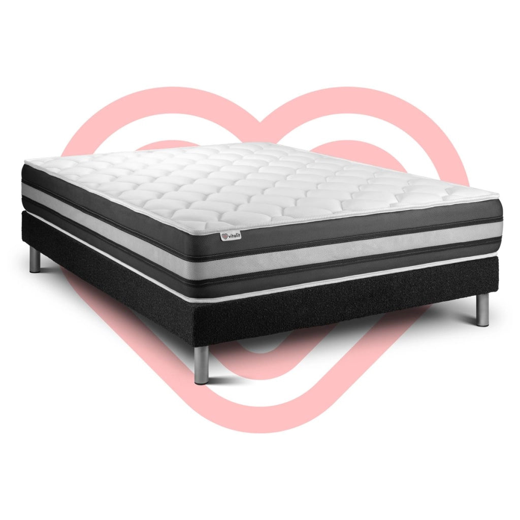Letto con materasso VITAL SPRING ZEN 150 x 200 cm Rete Kit Nero