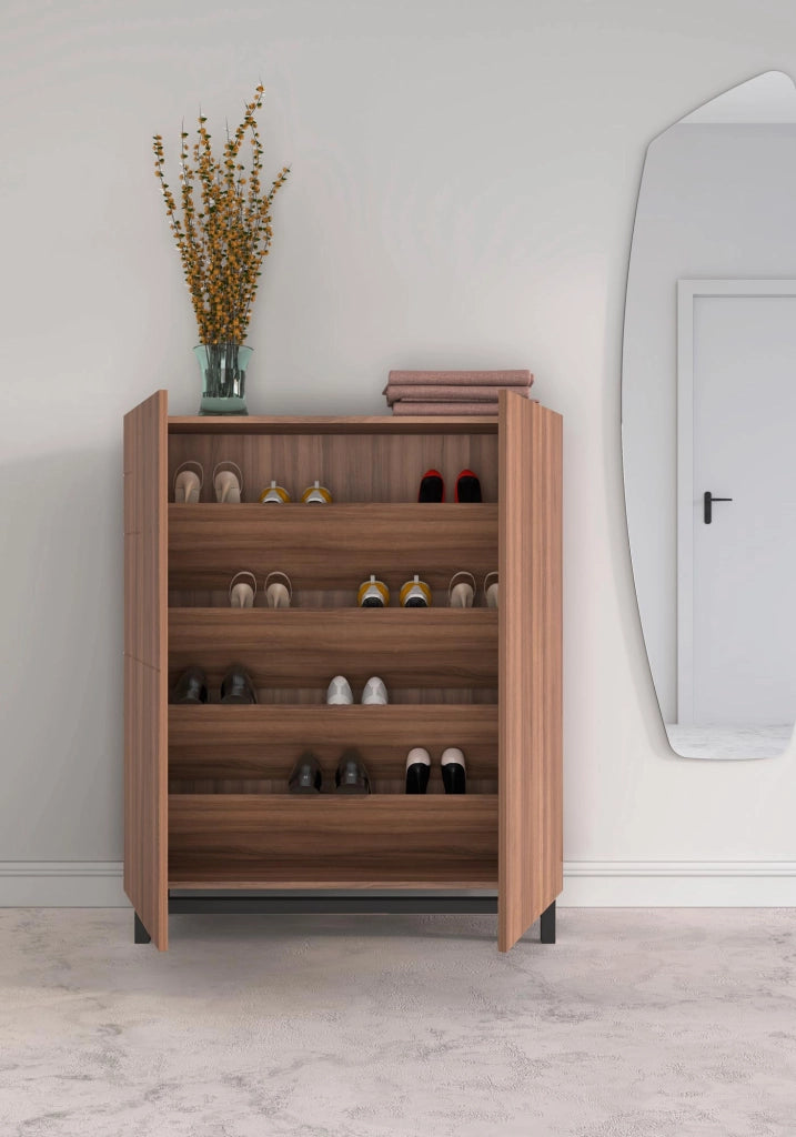 Scarpiera Herdasa effetto noce gambe grafite 112x90x27
