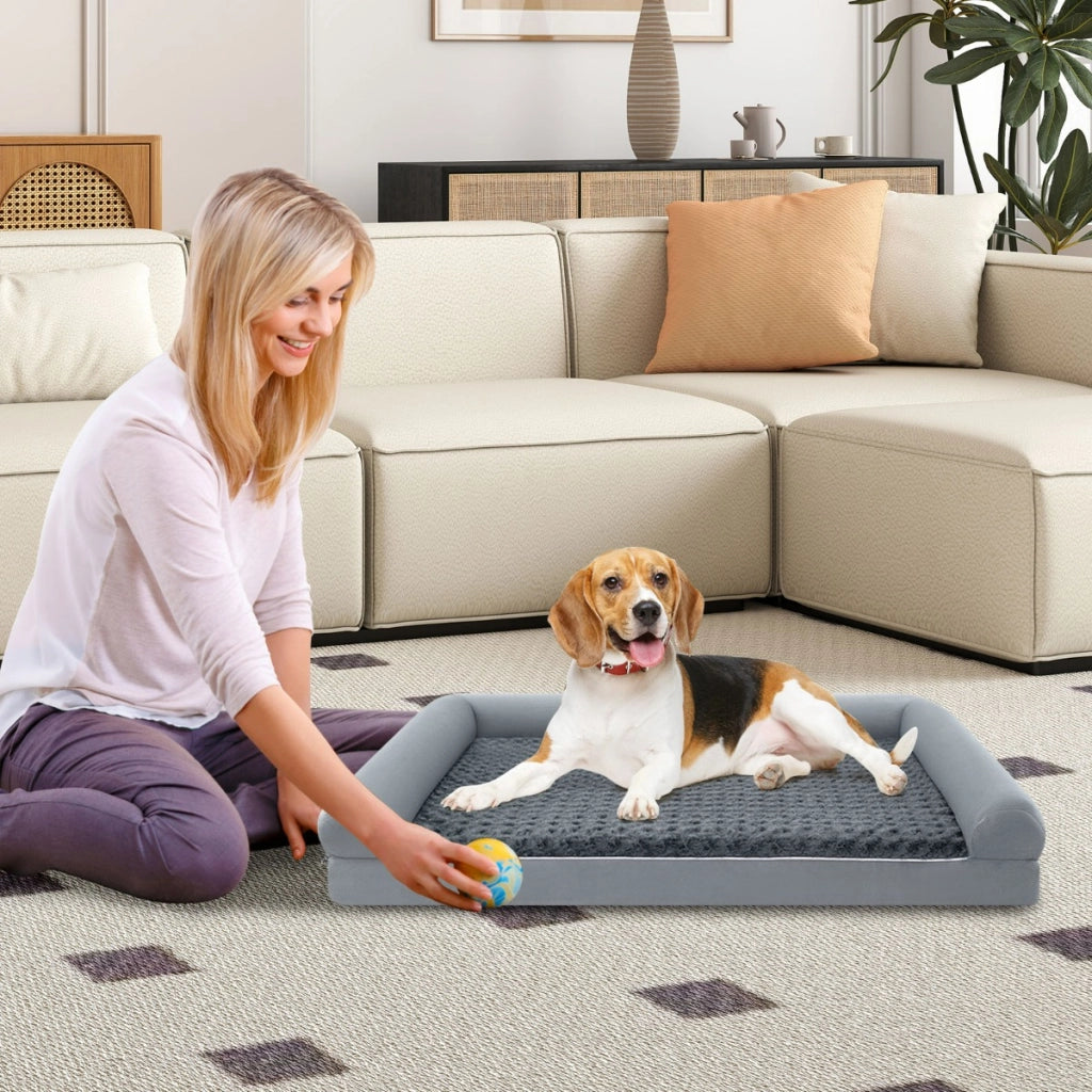 Letto ortopedico per cani in schiuma, Divano per cani di taglia XL con cuscino in schiuma a forma di uovo 122 x 89 CM