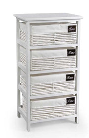HOME CASSETTIERA CON 4 CESTE 40X29X73 CM IN COLORE BIANCO