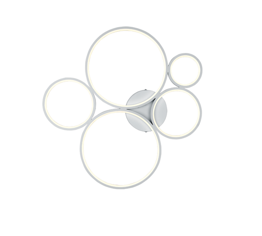 Plafoniera LED 5 cerchi, metallo, bianco opaco, L 59 cm, Rondo