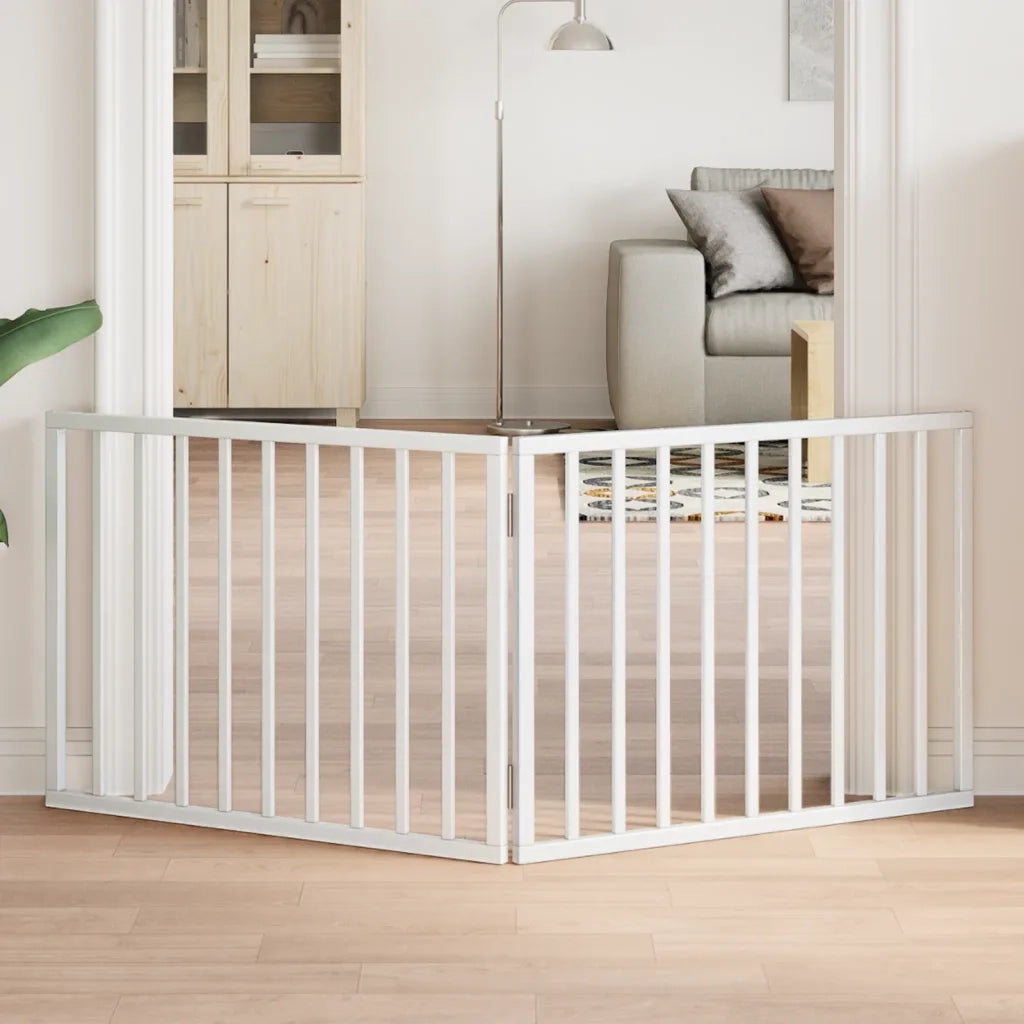 Cancelletto per cani pieghevole 2 pannelli bianco 160 cm in legno di pioppo 352184