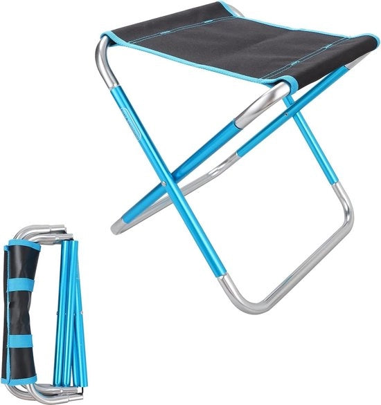 Culla pieghevole leggera blu con sedile pieghevole - trasportabile - 26 x 23 x 39 cm - sostenibile fino a 150 kg - per campeggio e escursione all'aperto