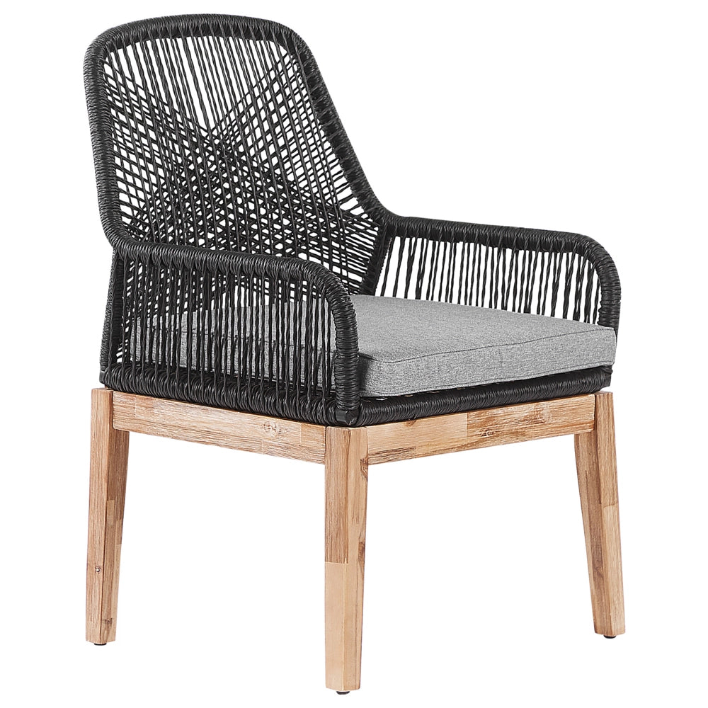 Set da pranzo da giardino con 4 sedie Grigio e nero Legno chiaro Cemento Acacia 190 x 100 cm Mobili da giardino