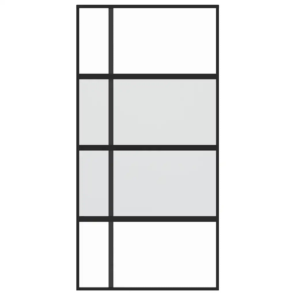 Porta Scorrevole Nera 102,5x205 cm Vetro Temperato e Alluminiocod mxl 83821