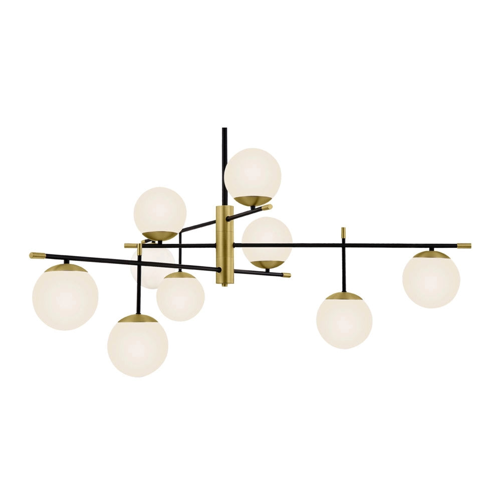 Maytoni lampadario contemporaneo Nostalgia 9 luci E14 oro opaco metallo vetro diffusori bianchi