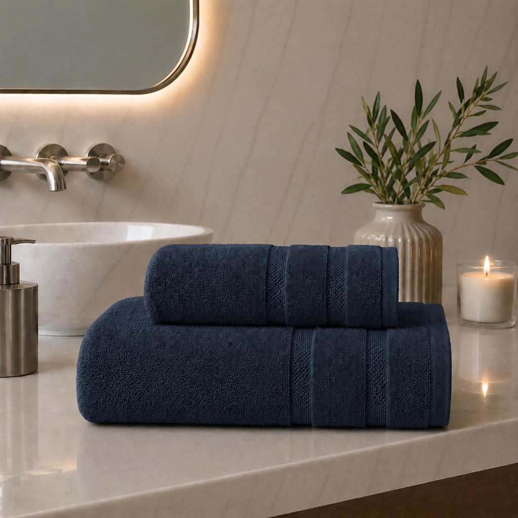 Saleneba, Telo Bagno set di 2 Asciugamano Viso 60x110 cm Asciugamano Ospite 40x60 cm, blu
