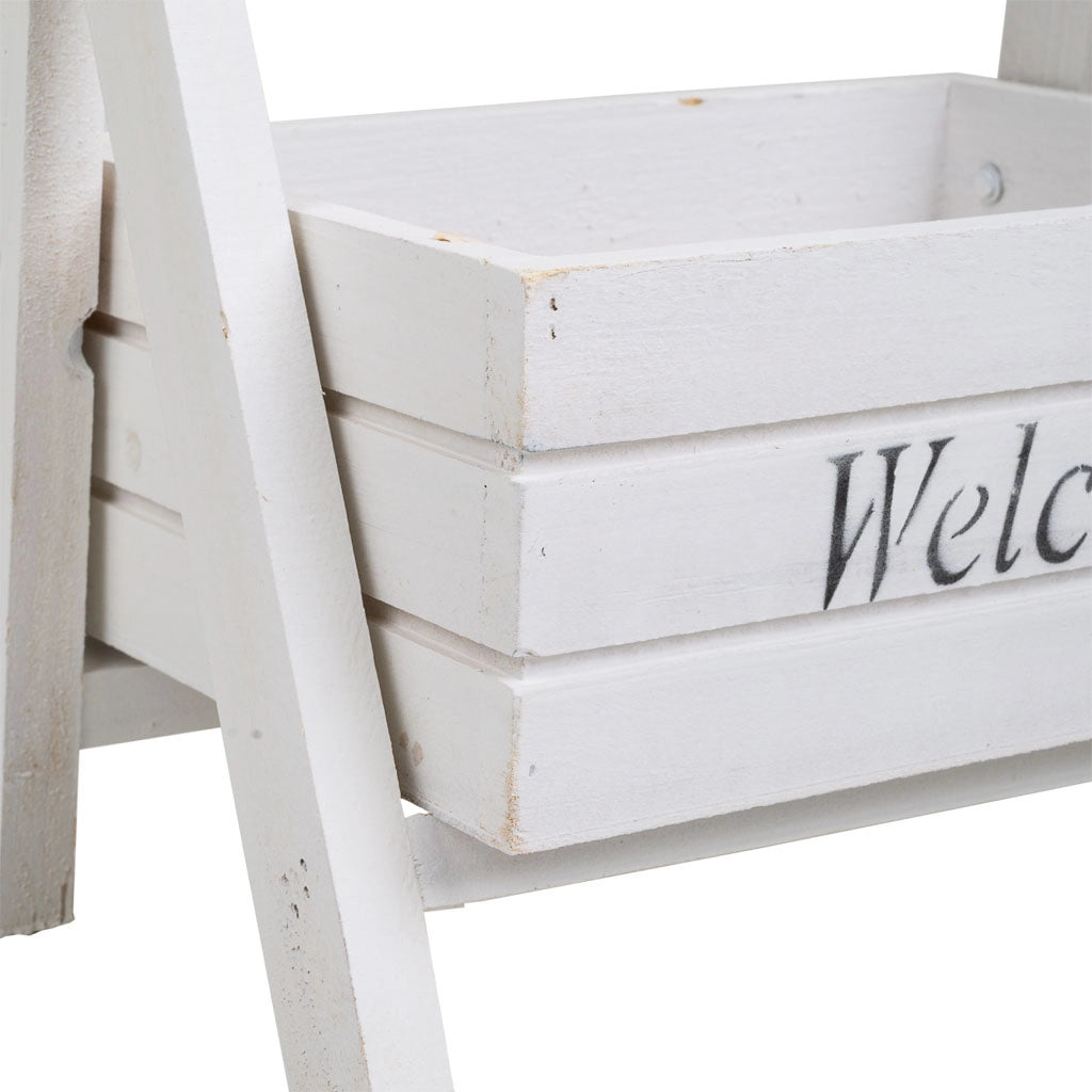 Cesto in legno con bordo bianco 26x16x43h