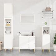 Armadietto da Bagno Bianco 30x30x190 cm in Legno Multistrato 819788