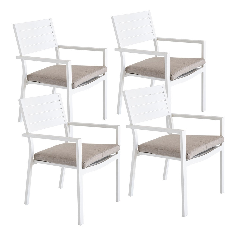 Set di 4 Sedie da esterno 55x56.5x86.5h cm in alluminio bianco