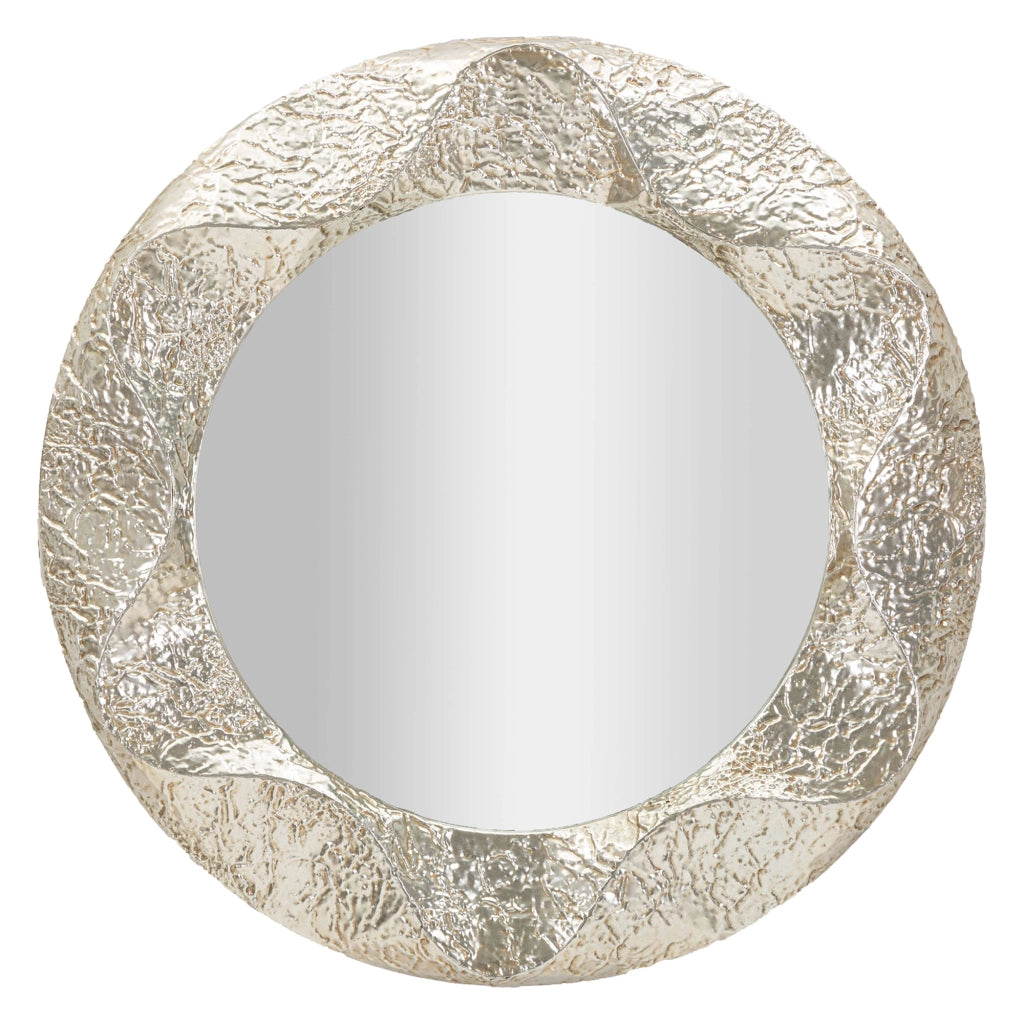 Dafateda, Specchio Cornice Effetto Materico, 104x104h cm Argento