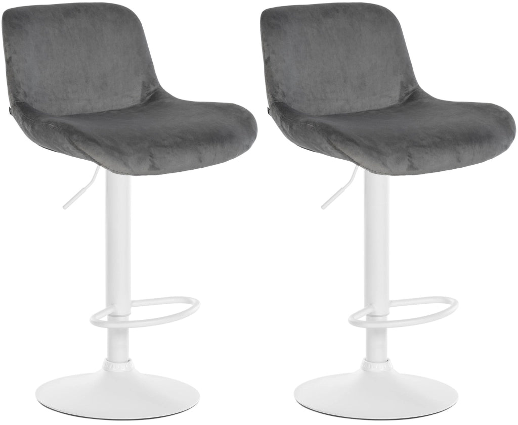 Set di 2 sgabelli da bar Solon velluto bianco 5