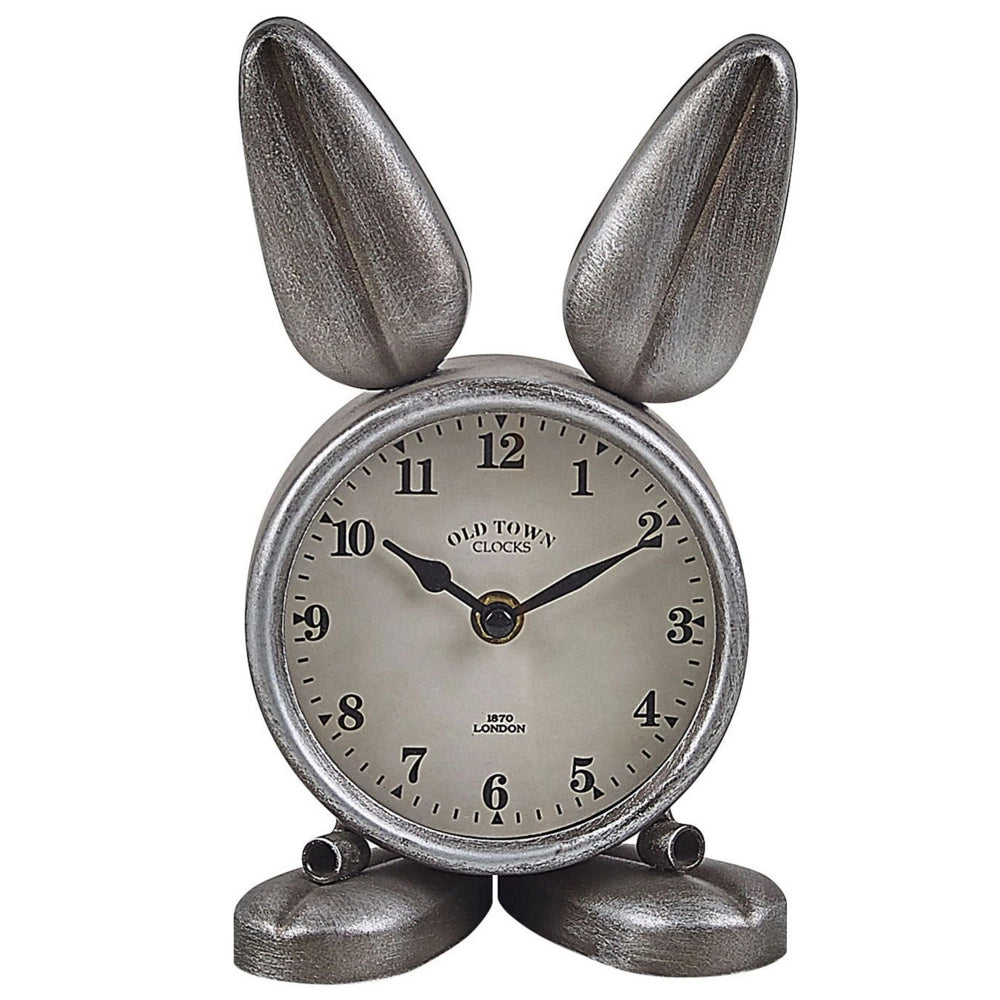 Orologio da Tavolo a Forma di Coniglio in Metallo Argento Moderno