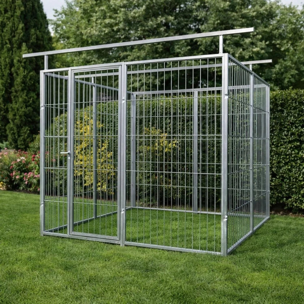 Box per cani in rete predisposto alla copertura zincato elettrolitico da 200x200x altezza 180 cm