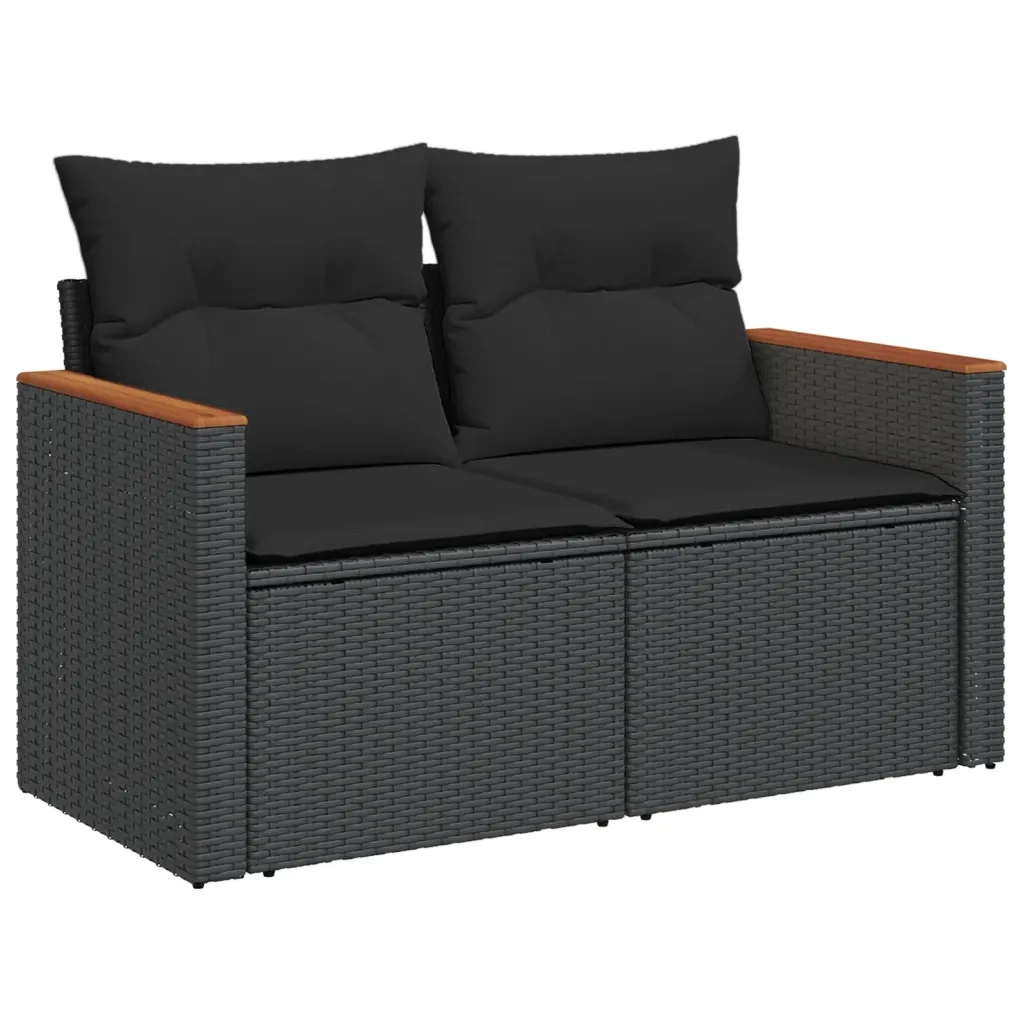 Set Divani da Giardino con Cuscini 7pz Nero Polyrattan 3226202
