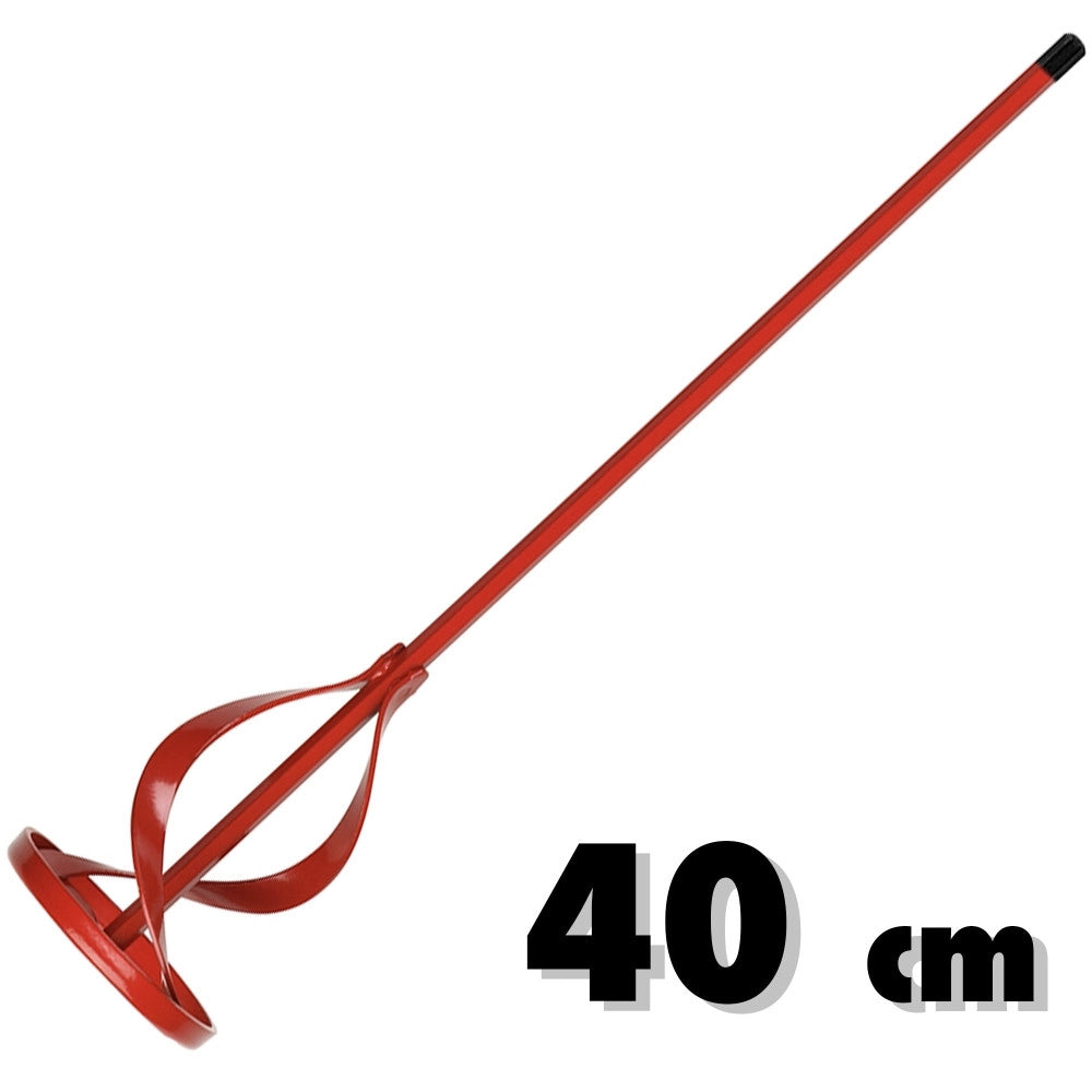 Trade Shop - Frusta In Acciaio Zincato Per Miscelatore Pittura Colla Malta Colore Rosso -