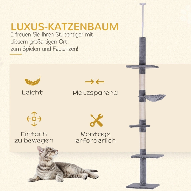 ALBERO RASCHIATOIO per gatti altezza regolabile 230-260 cm grigio 40 x 34 cm
