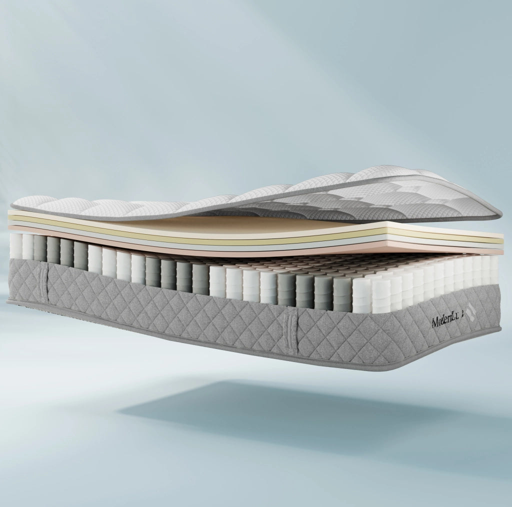 Letto matrimoniale imbottito 140x200 cm in lino beige con USB Type-C; contenitore e materasso H3
