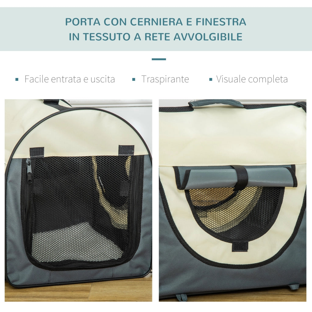 EasyComfort Trasportino per Animali Domestici Pieghevole in Oxford con Cuscino Rimovibile Lavabile e Borsa per Trasporto, 46x36x41cm, Grigio scuro