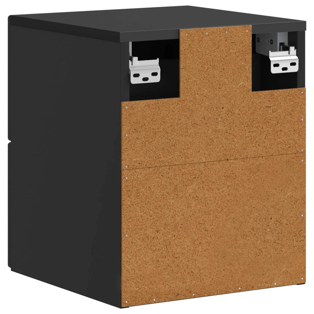Mobiletto da notte a muro con cassetto Nero 34,5 x 33 x 40 cm 898977