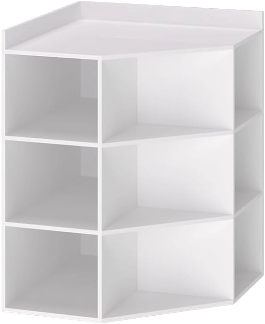 Scaffale angolare Elina, Bianco, 60 x 80 cm, per conservare ed esporre libri o oggetti decorativi