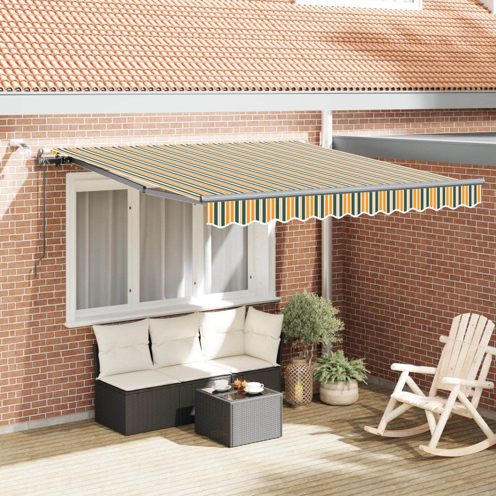 Tenda retrattile automatica con LED verde e giallo 300x250 cm