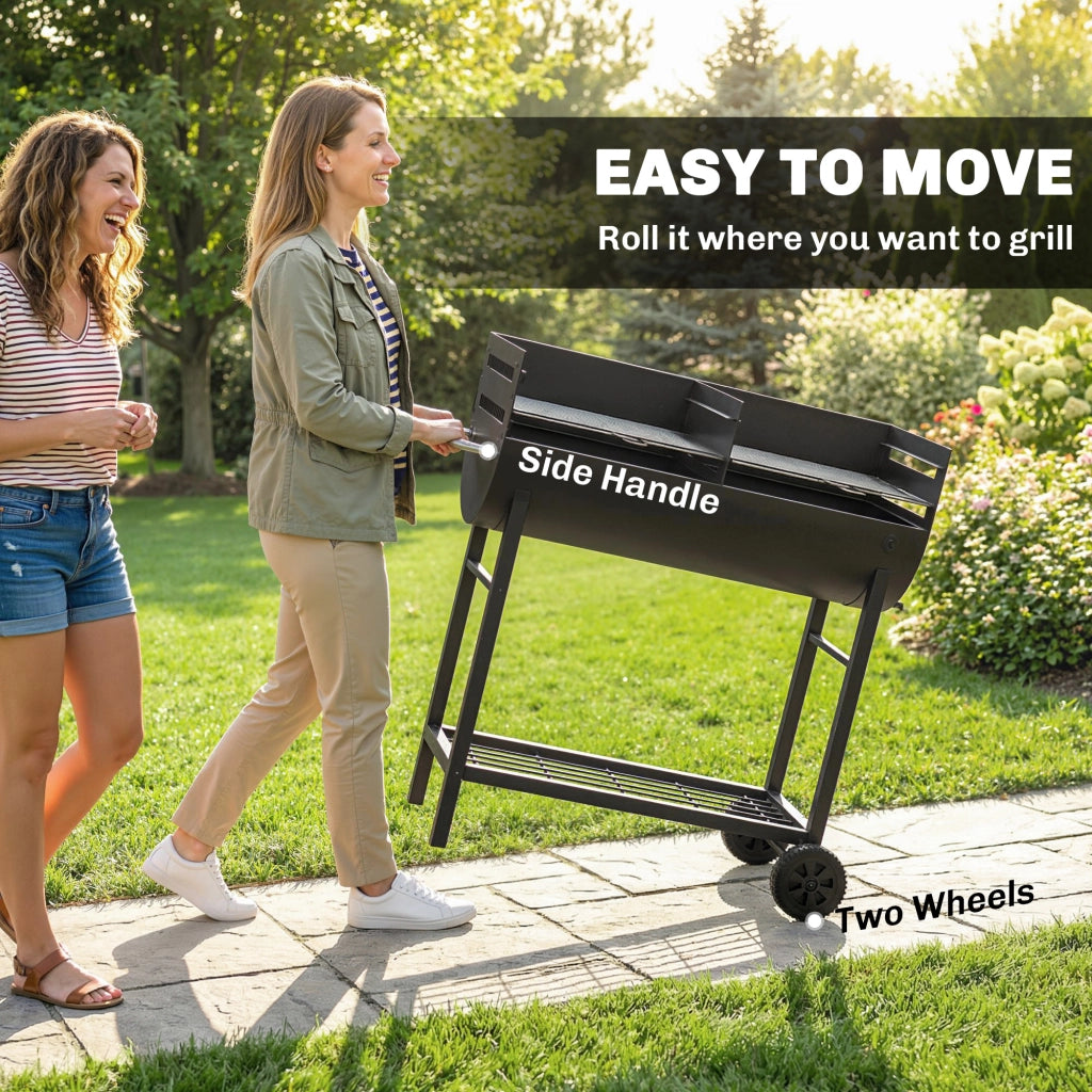 Carrello Barbecue a Carbone con 2 Zone ¨C zephmum ¨C Grigio 103x46.5x100 cm