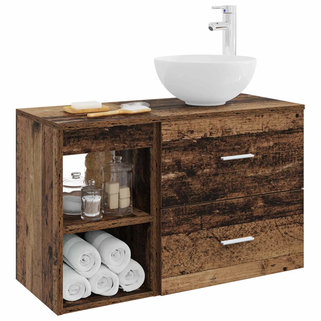 Set di mobili per il bagno 2 pz Legno antico 3403878