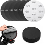 Set di viti a schiacciapunta 225 mm - Pacchetto da 30 pezzi - Adesivo a clip - Grana P60/P80/P120/P150/P180/P240 - Rondi - Per macchina da asportare con secco - Carta abrasiva