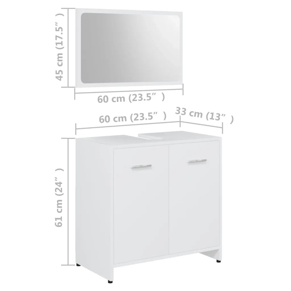 Set Mobili da Bagno | Armadio da bagno 3 pz Bianco in Truciolato