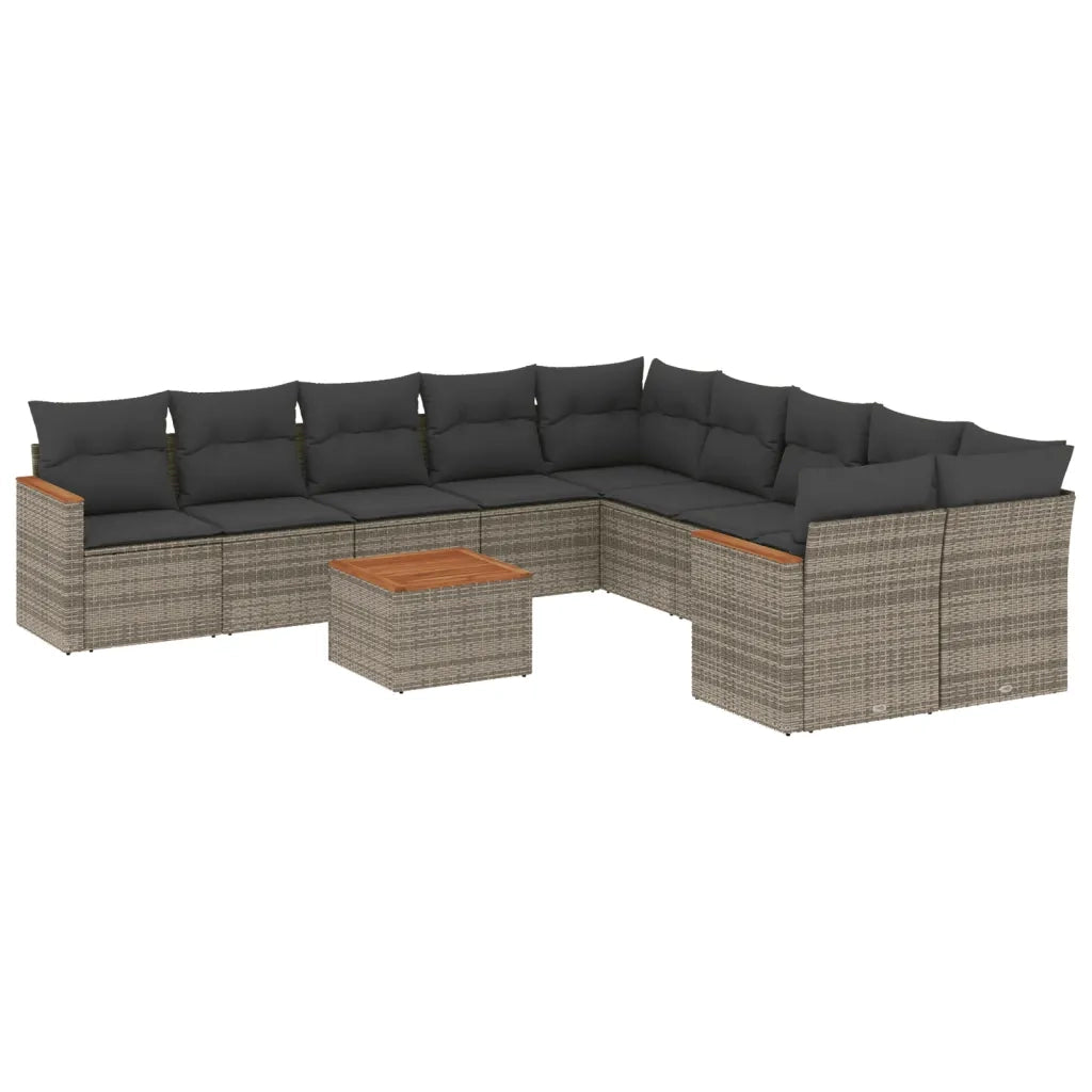 Set Divani da Giardino 11 pz con Cuscini in Polyrattan Grigiocod mxl 114854