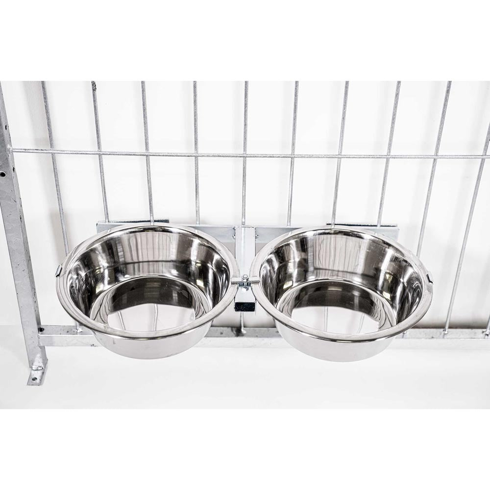 2 porta ciotole doppie universali per box regolabile acciaio diametro 24 cm