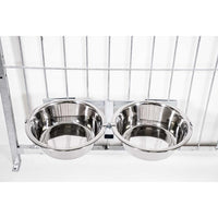 2 porta ciotole doppie universali per box regolabile acciaio diametro 24 cm