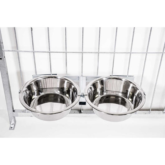 2 porta ciotole doppie universali per box regolabile acciaio diametro 24 cm