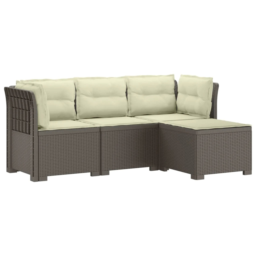 Divano da giardino 4 posti con cuscini aspetto rattan PP 3443954