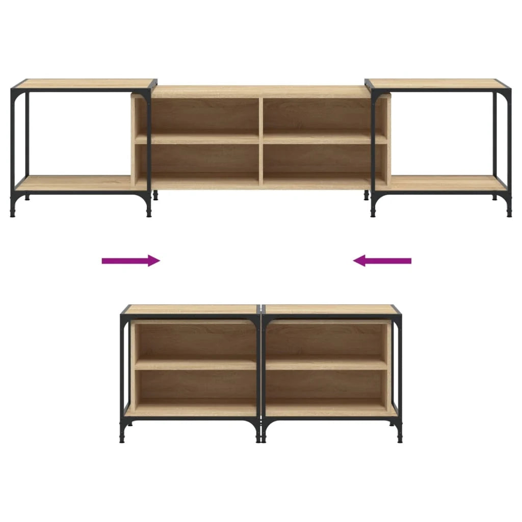 Mobile TV multimediale mensola TV credenza TV sala da pranzo soggiorno camera da letto rovere Sonoma 203 x 37 x 50 cm legno ingegnerizzato marrone 02_0027518