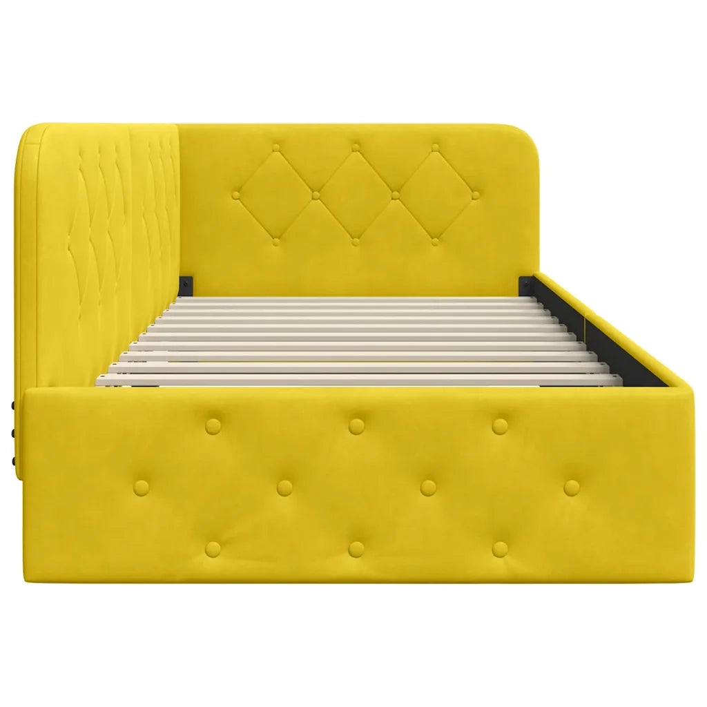 Letto singolo | Letto per adulti | Cornice del letto ad angolo Giallo 90 x 200 cm Velluto