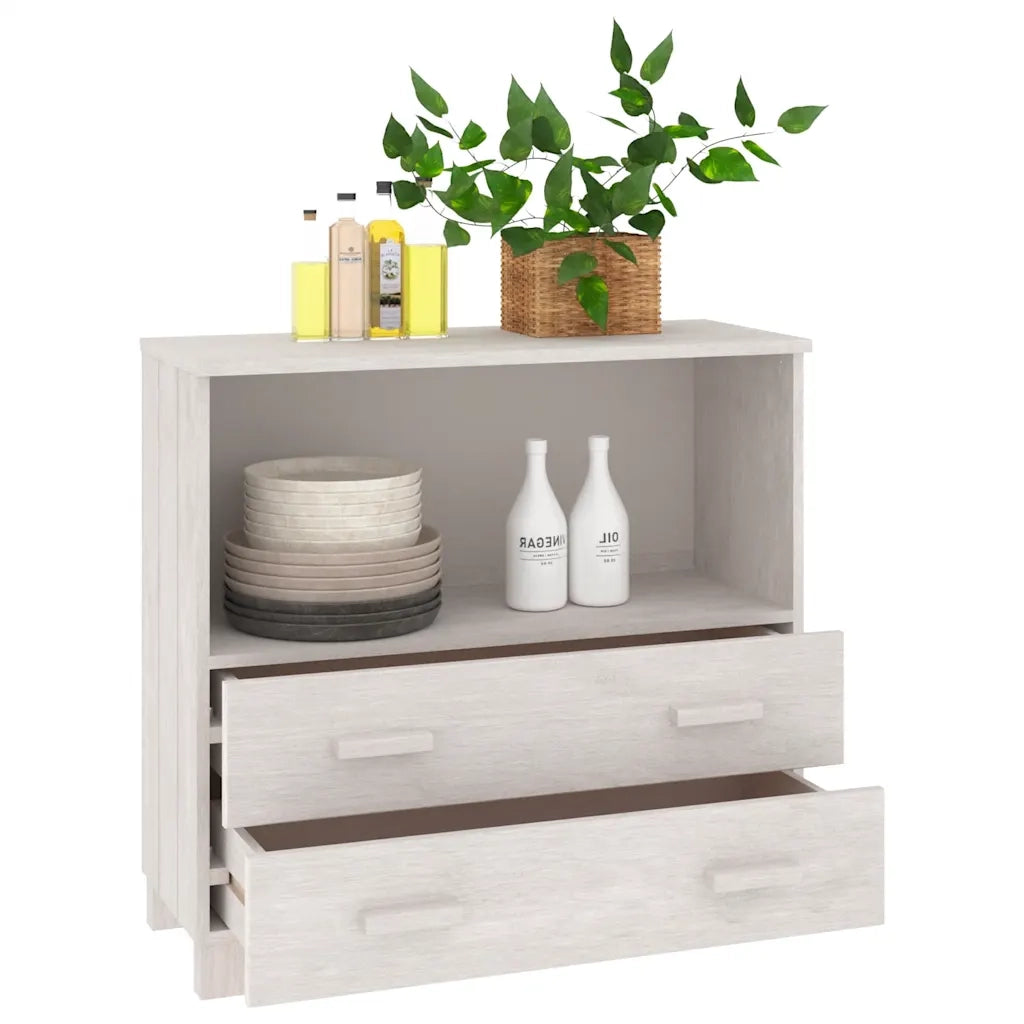 Credenza Bianca 85x35x80 cm in Legno Massello di Pino cod mxl 25748