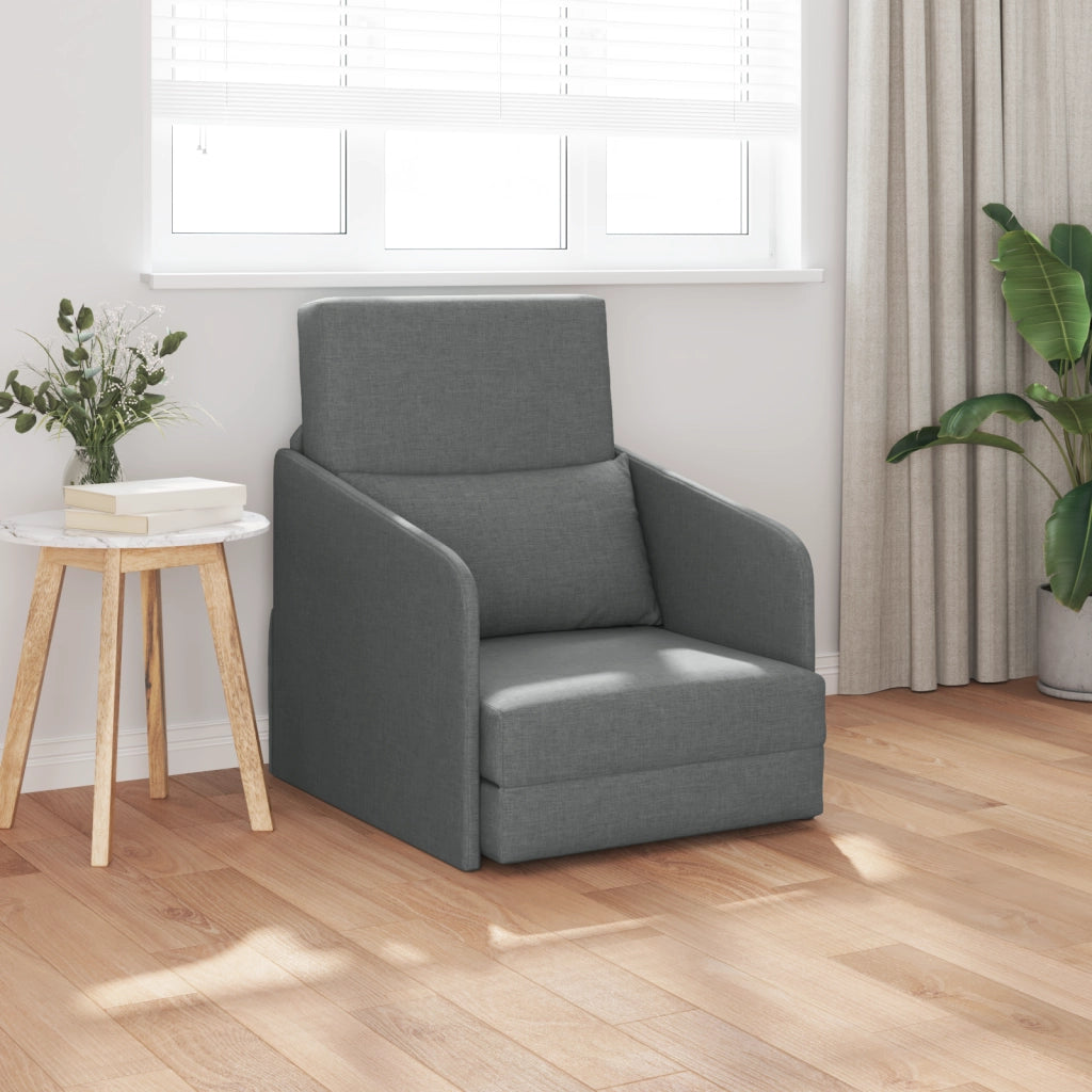 Divano Letto Pieghevole 2-in-1 Grigio Scuro 65x80x83 cm Tessuto