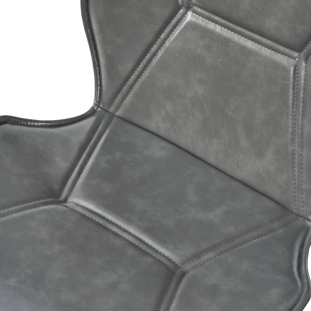 Sedia da Pranzo Set da 2 con Seduta Ergonomica e Cuciture Decorative, in Similpelle e Metallo, Grigio