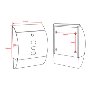 Cassetta postale V18 con vano portagiornale, verniciata a polvere antracite