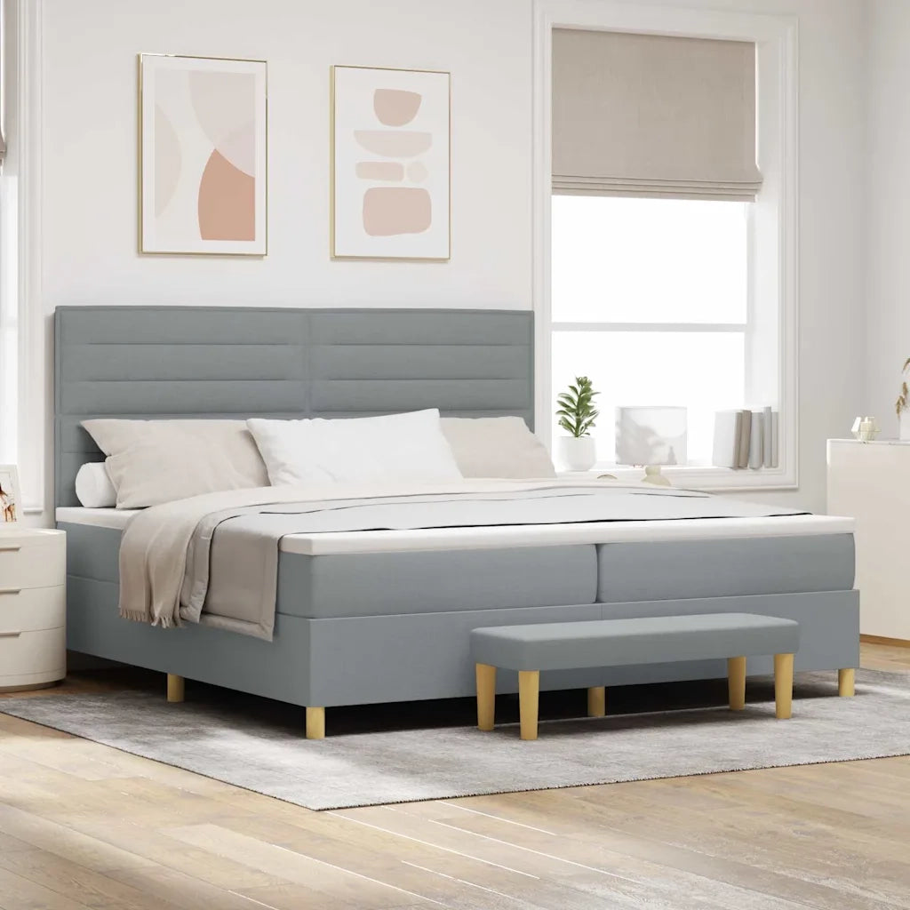 Letto a molle con materasso Grigio chiaro 200 x 200 cm Tessuto 3344247